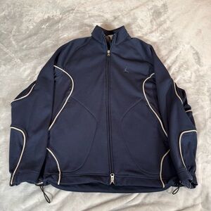 Vintage Jordan Full Zip Warm Up Jacket Mens Large Reflective Navy Y2K
